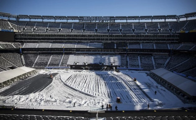 Workers Prepare MetLife Stadium For Superbowl XLVIII