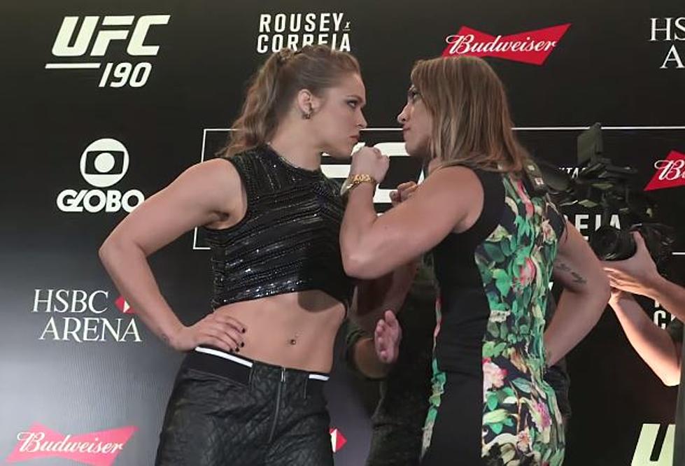 Epic Staredown Between Ronda Rousey and Bethe Correia Prior to UFC 190 Clash [VIDEO]